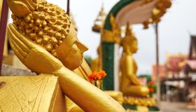 Golden Buddhist Statues in Lao